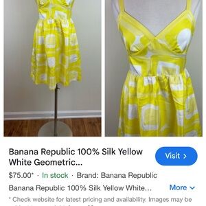Banana Republic Yellow and White Mini Dress